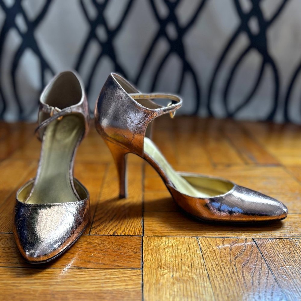 J. CREW ROSE GOLD MARYJANE HEELS I Size 7.5